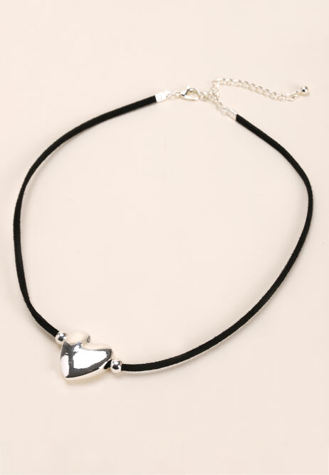 Womens Silver Heart Cord Necklace