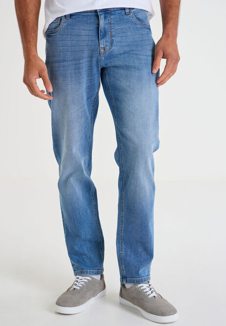 Mens Light Blue Wash Straight Leg Jeans