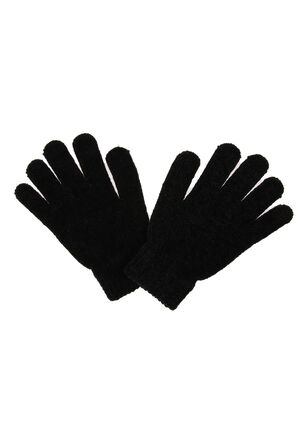 Womens Black Chenille Gloves