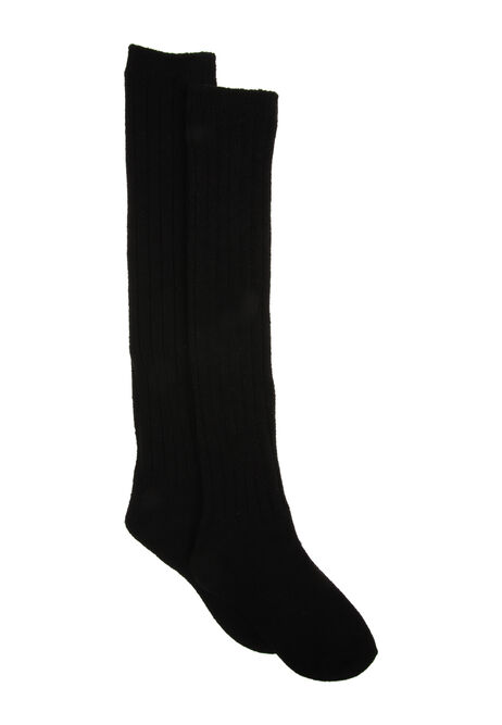 Womens Black Chenille Slouch Socks