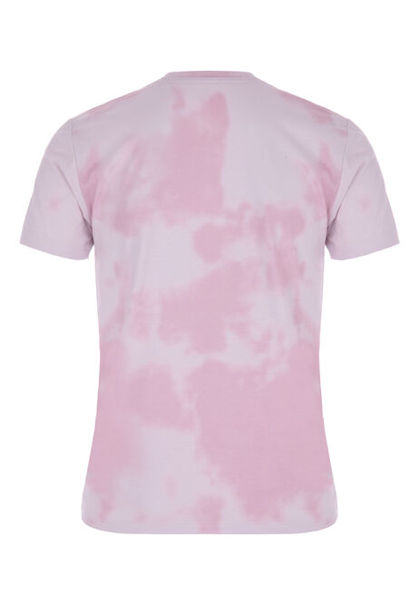 Mens Pink Tie Dye Crew T-shirt