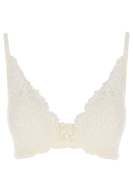 Womens Yellow Lace Button Front Apex Bra
