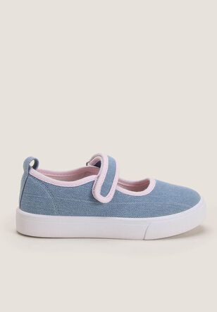 Younger Girl Blue Denim Embroidery Pumps