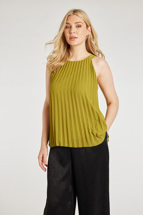 Womens Olive Green Pleated Halter Neck Top 