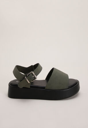 Older Girls Khaki Strap Flatform Sandals