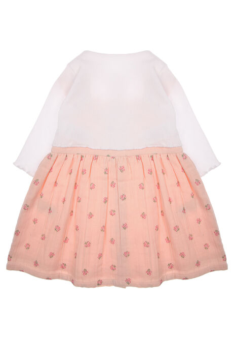 Baby Girls Pink Floral Dress and Cardigan Set