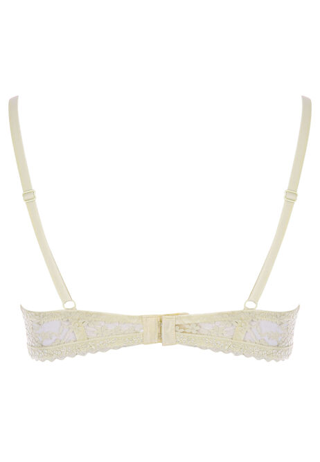 Womens Yellow Ditsy Lace Plunge Bra