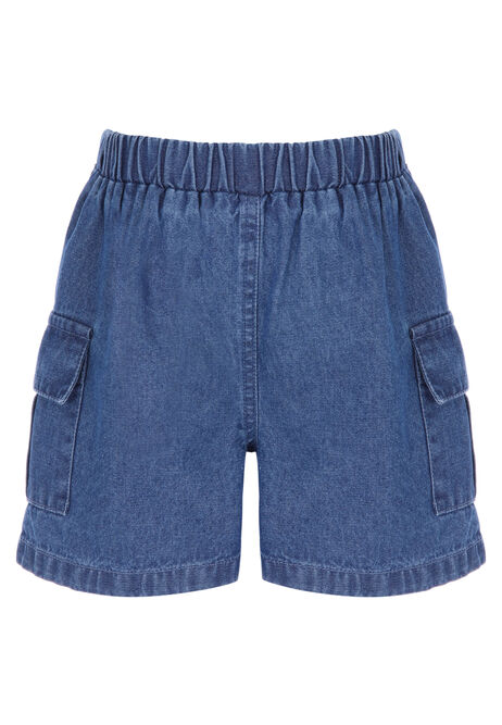 Younger Girls Blue Denim Cargo Shorts