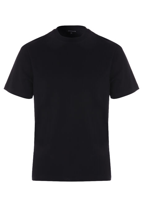 Mens Black Plain Relaxed Fit Crew T-shirt