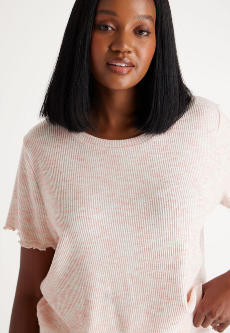 Womens Pink Space Dye Printed Top