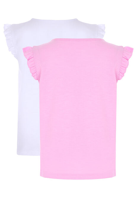Younger Girls 2pk Pink & White Vests