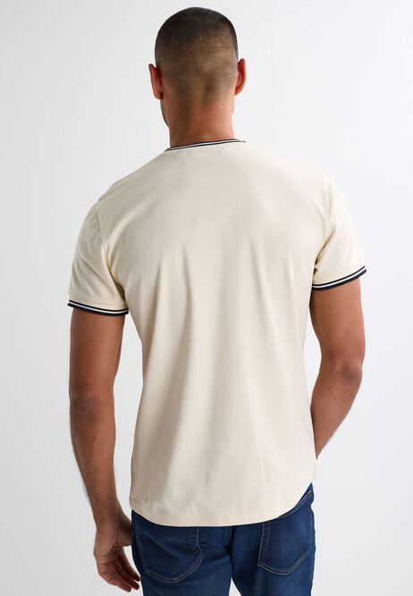 Mens Ecru Cotton Ringer T-Shirt