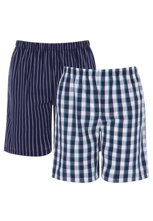 Mens 2pk Navy & Blue Woven Pyjama Shorts