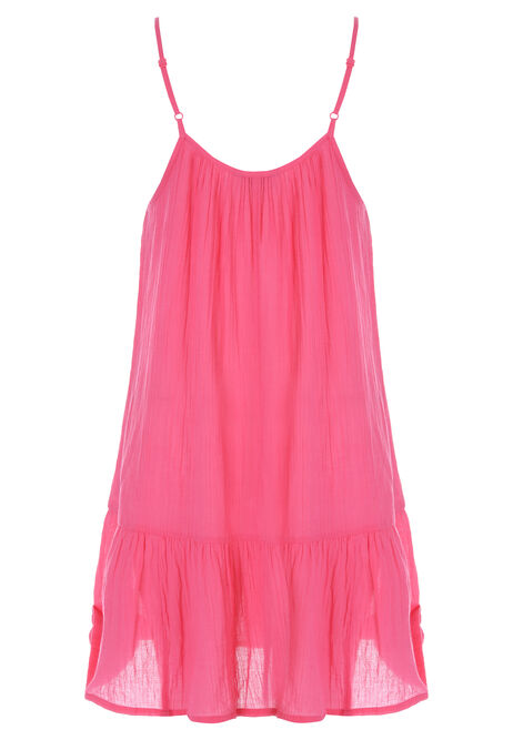 Womens Pink Strappy Cotton Dress