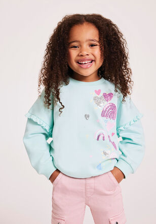 Younger Girl Mint Rainbow Sequin Sweatshirt