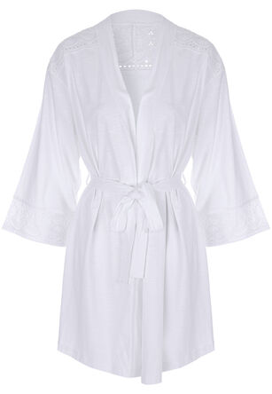 Womens White Embroidery Cotton Dressing Gown