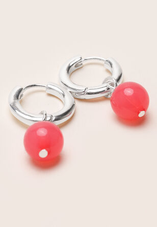 Womens Pink & Silver Huggie Earrings