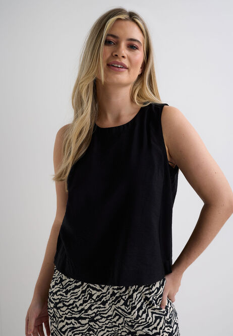 Womens Black Plain Shell Vest Top