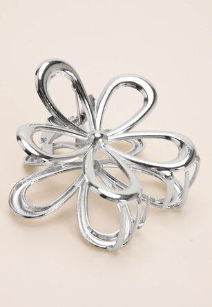 Womens Silver Tone Flower Hair Clip