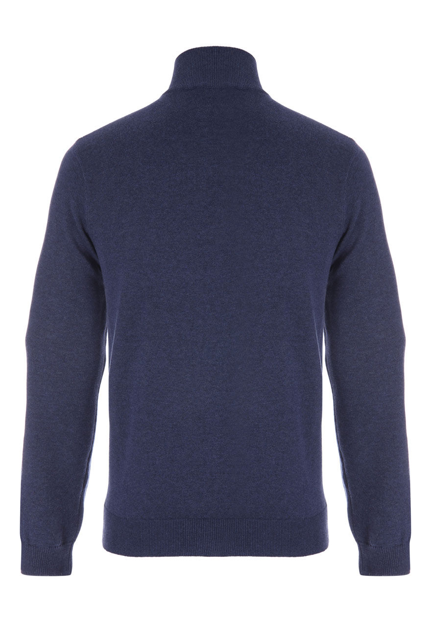 Mens Plain Blue Marl 1/4 Zip Sweater | Peacocks