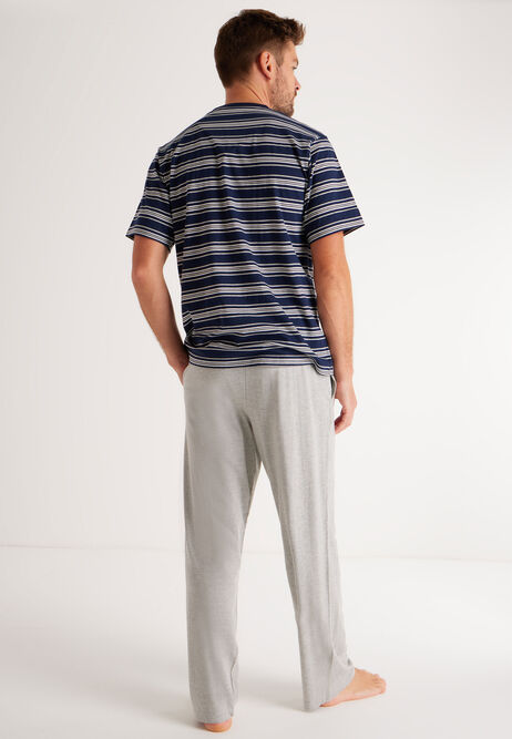 Mens Blue Stripe Jersey Pyjama