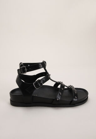 Womens Black Studded Gladiator Sandals