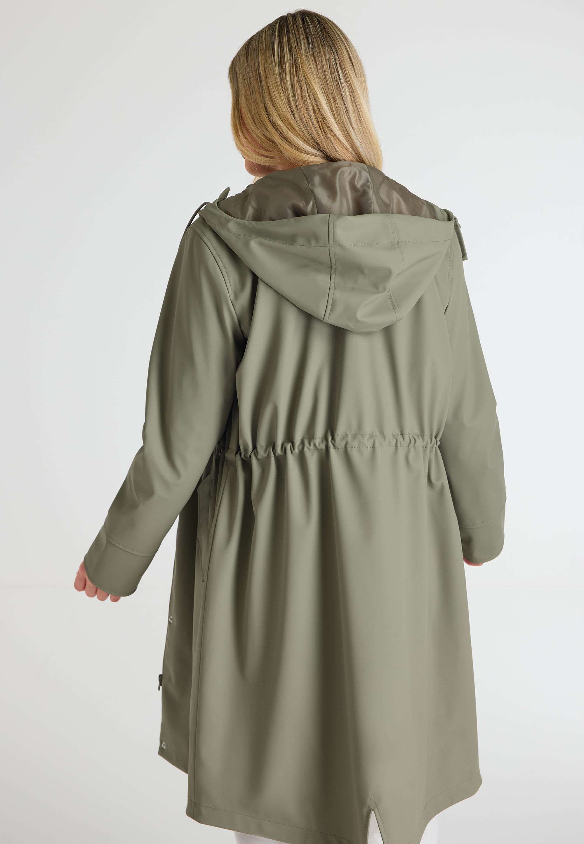 Womens Sage Rubber Mid Length Raincoat Peacocks