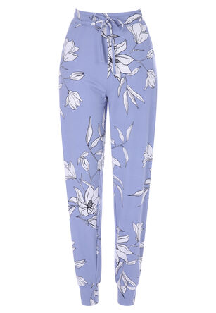 Womens Blue Floral Soft Touch Pyjama Bottoms