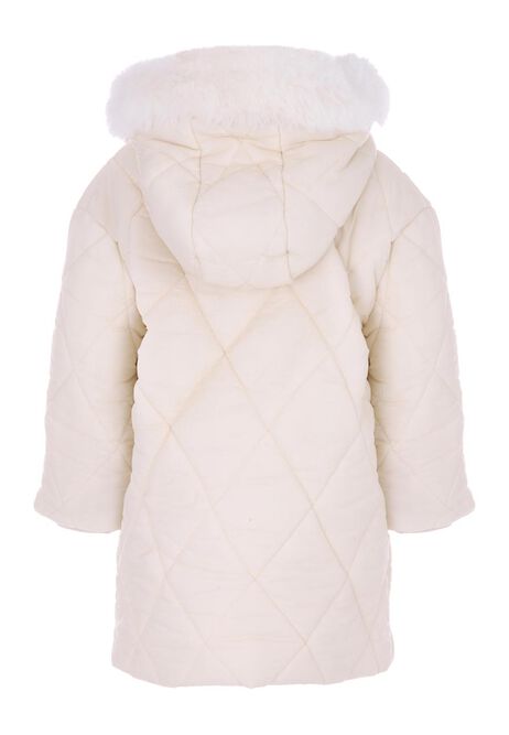 Younger Girls Cream Diamond Quilted Padded Coat

