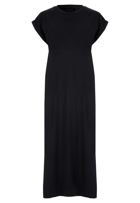 Womens Black T-shirt Midi Dress