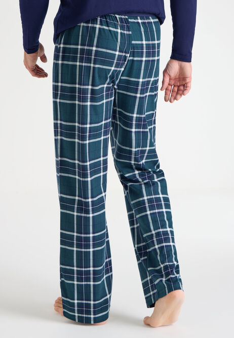 Mens Green Check Fleece Pyjama Bottoms