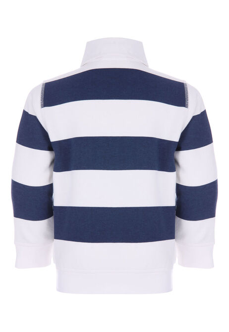 Younger Boy Navy Strip Rugby Sweatshirt