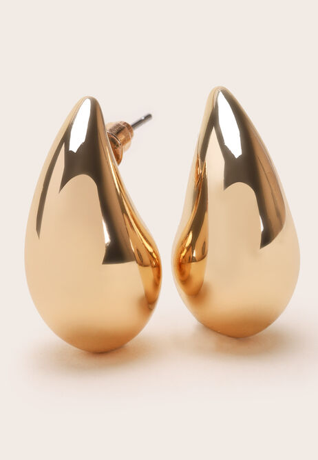 Womens Gold Pear Drop Stud Earrings