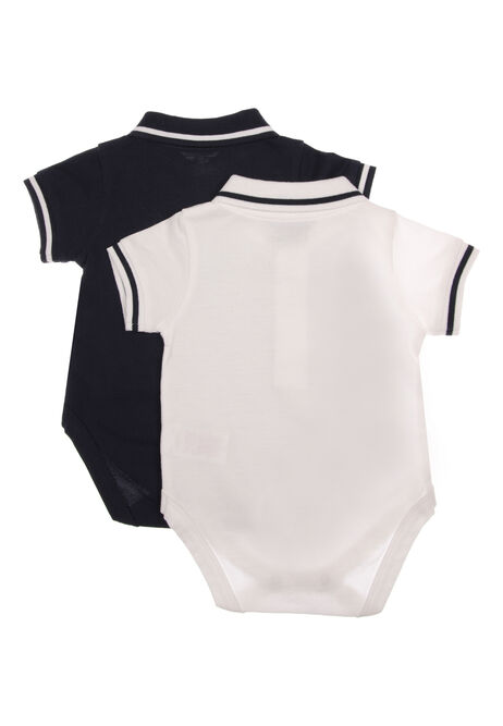 Baby Boy 2pk Plain Navy Polo Bodysuit 