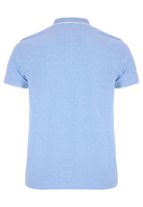 Mens Light Blue Geo Print Polo Shirt