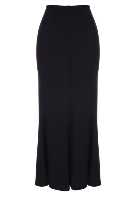 Womens Black Rib Fishtail Midi Skirt