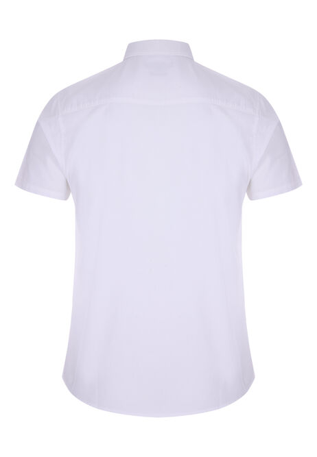 Men White Short Sleeve Oxford Shirt