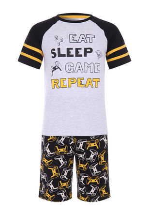Older Boys Black Gaming Pyjama Set