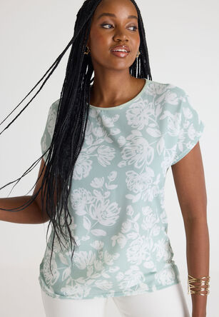 Womens Sage Floral Woven Top