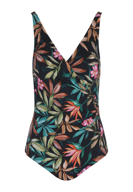 Womens Khaki Tropical Print Swimsuit
