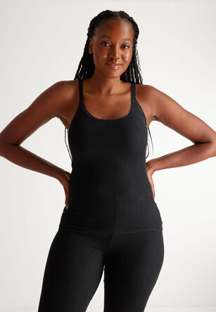 Womens Plain Black Thermal Camisole Top