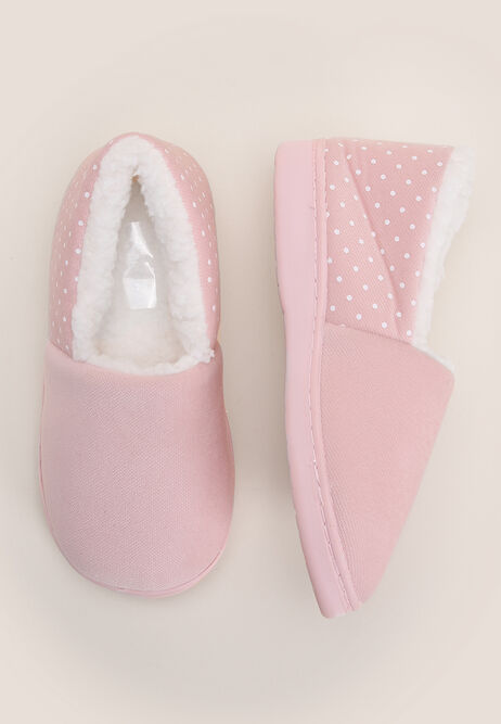 Womens Pink Fur Lined Slippers 