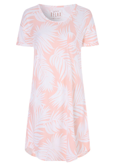 Womens Pink Palm Soft Touch Nightdress