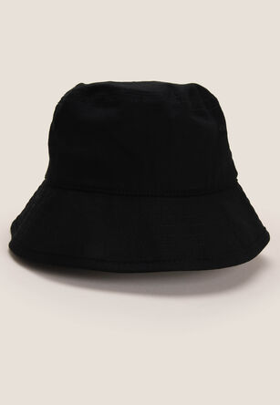 Mens Black Fluffy Bucket Hat