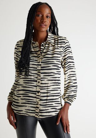 Womens White Zebra Print Shirt 