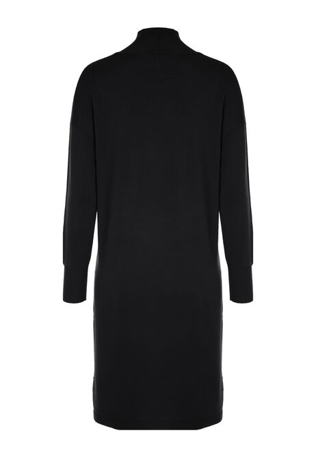 Womens Black Knitted High Neck Jumper Dress