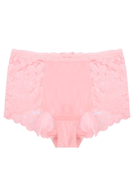 Womens Coral High Waisted Lace Brief