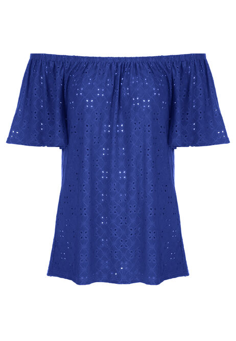 Womens Blue Crochet Gypsy Top