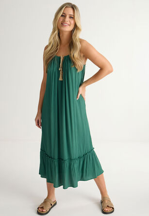 Womens Green Cheesecloth Dress