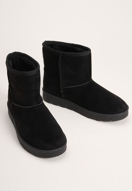 Womens Black Mini Faux Fur Ugg Boots